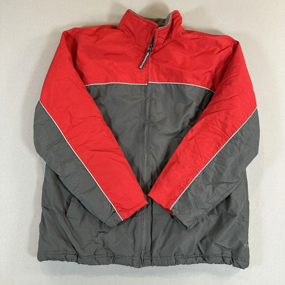 Aeropostale‎ Jacket Mens Large Gray Red Colorblock Full Zip Insulated